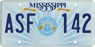MS license plate ASF142