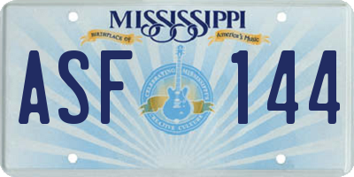 MS license plate ASF144