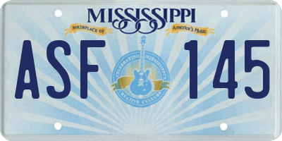 MS license plate ASF145