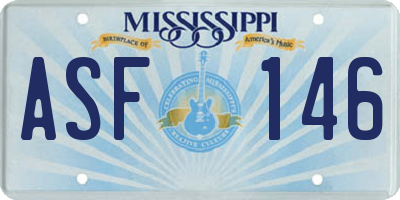 MS license plate ASF146