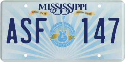 MS license plate ASF147