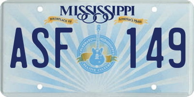 MS license plate ASF149