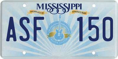 MS license plate ASF150
