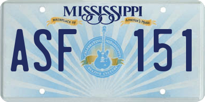 MS license plate ASF151