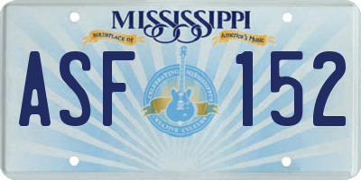 MS license plate ASF152