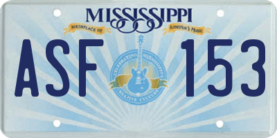 MS license plate ASF153