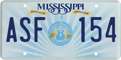 MS license plate ASF154