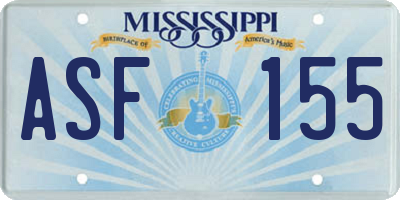 MS license plate ASF155