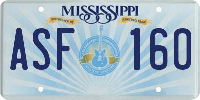MS license plate ASF160