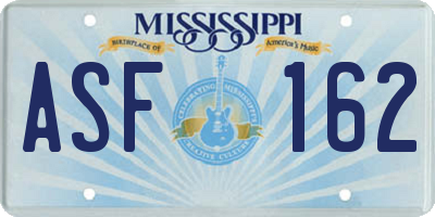 MS license plate ASF162