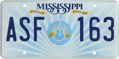 MS license plate ASF163