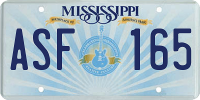 MS license plate ASF165