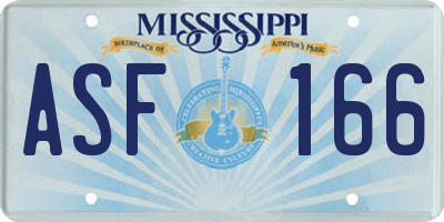 MS license plate ASF166