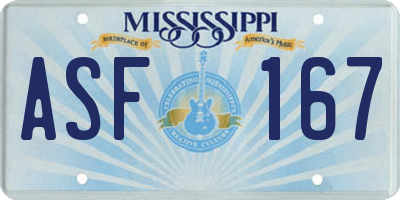 MS license plate ASF167