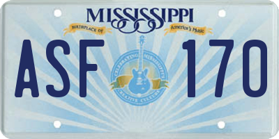 MS license plate ASF170