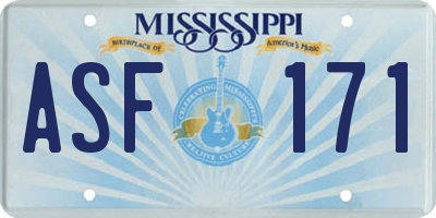 MS license plate ASF171