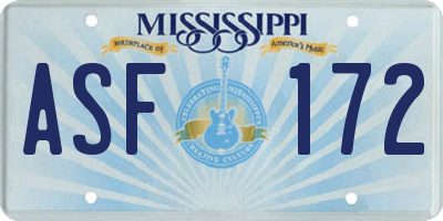 MS license plate ASF172