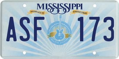 MS license plate ASF173