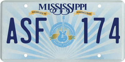 MS license plate ASF174