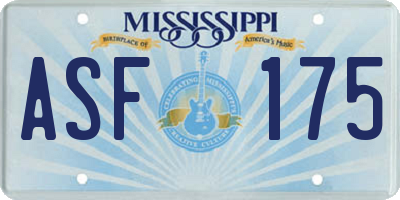MS license plate ASF175