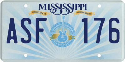 MS license plate ASF176