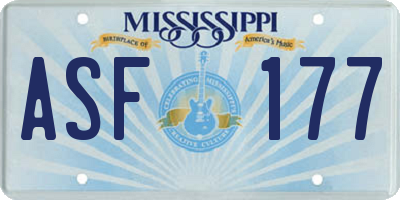MS license plate ASF177