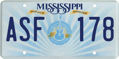 MS license plate ASF178