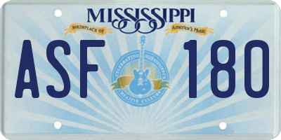 MS license plate ASF180