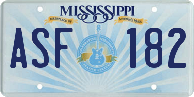 MS license plate ASF182