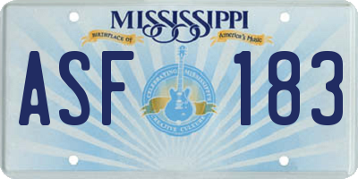 MS license plate ASF183