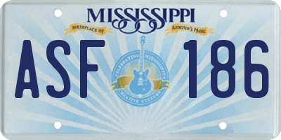 MS license plate ASF186