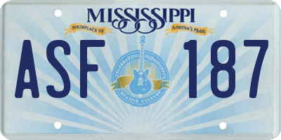 MS license plate ASF187