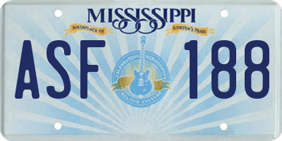 MS license plate ASF188