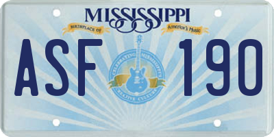 MS license plate ASF190