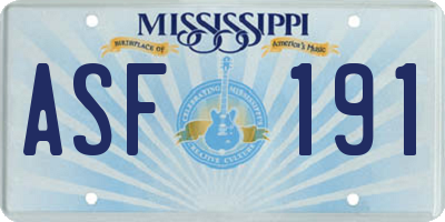 MS license plate ASF191