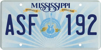 MS license plate ASF192