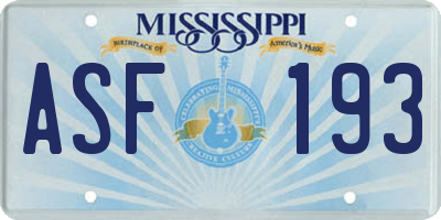 MS license plate ASF193