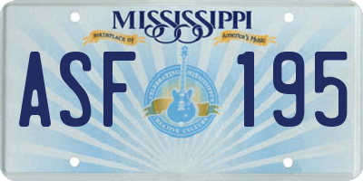 MS license plate ASF195