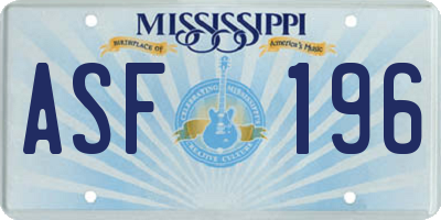 MS license plate ASF196