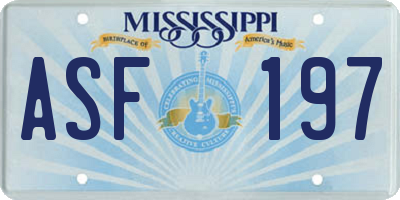 MS license plate ASF197