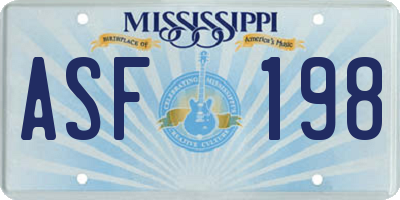 MS license plate ASF198