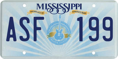 MS license plate ASF199