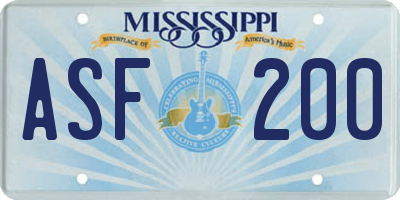 MS license plate ASF200