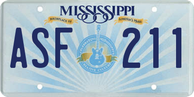 MS license plate ASF211