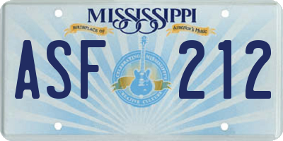 MS license plate ASF212