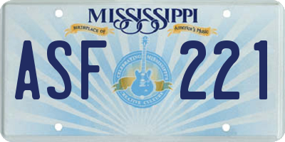 MS license plate ASF221