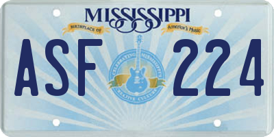 MS license plate ASF224