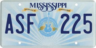 MS license plate ASF225