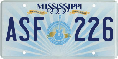 MS license plate ASF226