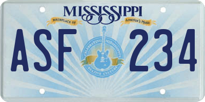 MS license plate ASF234